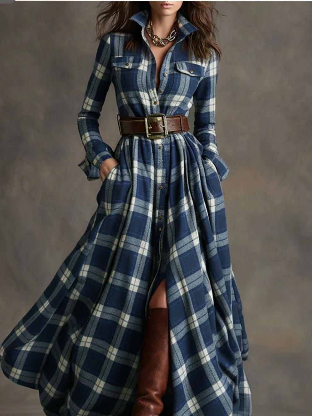 Felicity Navy Button Front Maxi dress